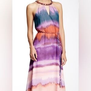 Watercolor Ombré Halter Maxi Dress By Jessica Simpson